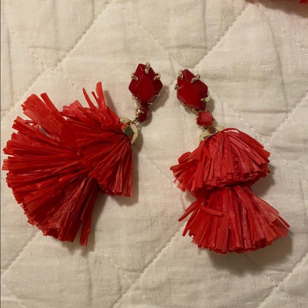 Kendra Scott Red Tassel Earrings
